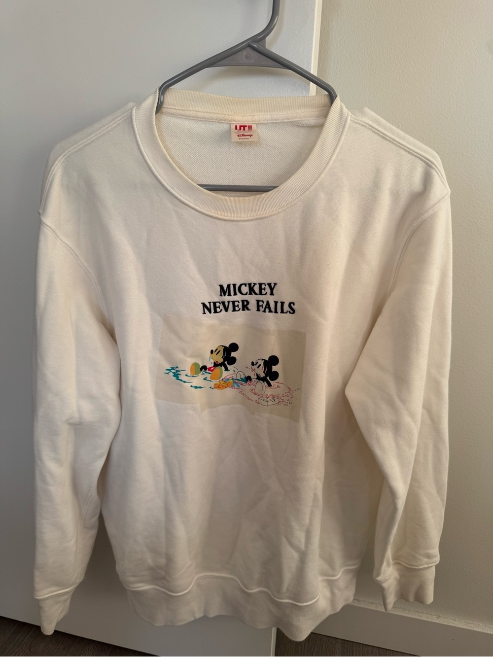 Disney Cream Mickey 'Never Fails' Graphic Sweatshirt